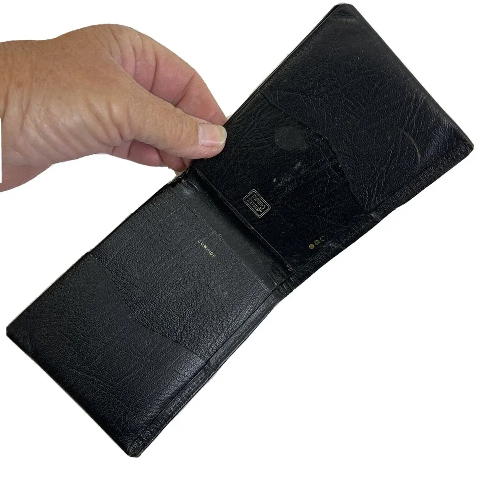 Vintage Mens Wallet Amity Consul Cowhide‎ Black Bifold Broken-In Used condition